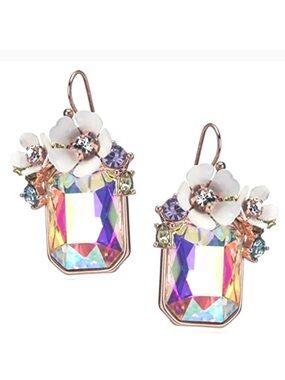 Pretty Gem Earrings Adorned w/ Floral Clusters